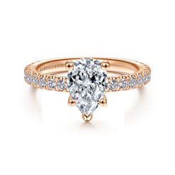 14K Rose Gold Hidden Halo Pear Shape Diamond Engagement Ring