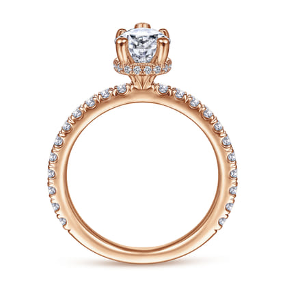 Alina - 14K Rose Gold Hidden Halo Pear Shape Diamond Engagement Ring