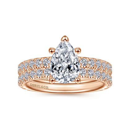 Alina - 14K Rose Gold Hidden Halo Pear Shape Diamond Engagement Ring