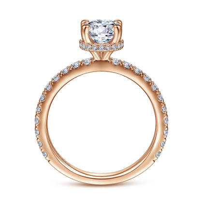 Alina - 14K Rose Gold Hidden Halo Round Diamond Engagement Ring