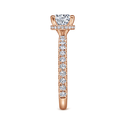 Alina - 14K Rose Gold Hidden Halo Round Diamond Engagement Ring