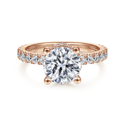 Alina - 14K Rose Gold Hidden Halo Round Diamond Engagement Ring