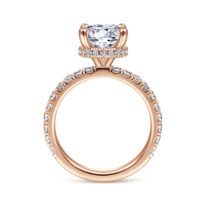 Alina - 14K Rose Gold Hidden Halo Round Diamond Engagement Ring