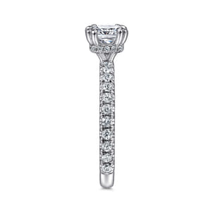 Alina - 14K White Gold Cushion Hidden Halo Diamond Engagement Ring
