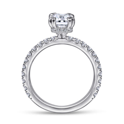 Alina - 14K White Gold Hidden Halo Emerald Cut Diamond Engagement Ring