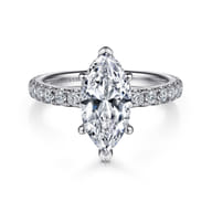 Alina - 14K White Gold Hidden Halo Marquise Halo Diamond Engagement Ring