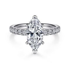 Alina - 14K White Gold Hidden Halo Marquise Halo Diamond Engagement Ring