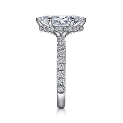 Alina - 14K White Gold Hidden Halo Marquise Halo Diamond Engagement Ring