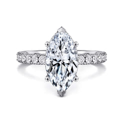 Alina - 14K White Gold Hidden Halo Marquise Shape Diamond Engagement Ring
