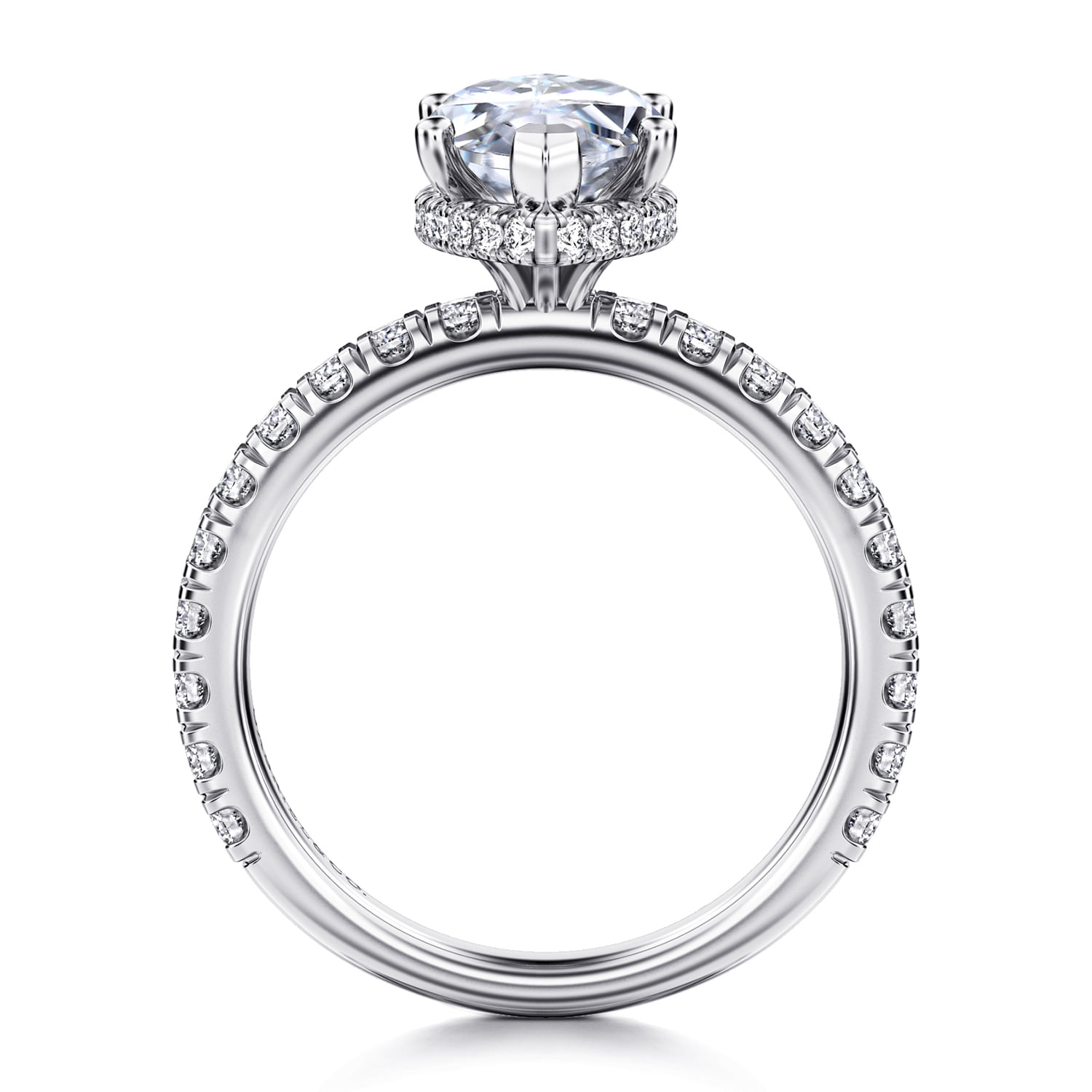 Alina - 14K White Gold Hidden Halo Marquise Shape Diamond Engagement Ring