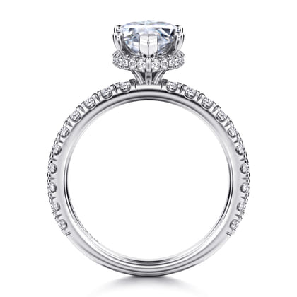 Alina - 14K White Gold Hidden Halo Marquise Shape Diamond Engagement Ring