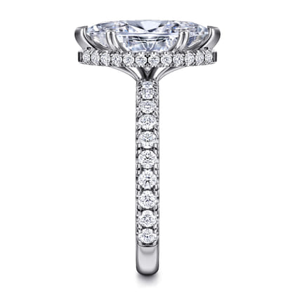 Alina - 14K White Gold Hidden Halo Marquise Shape Diamond Engagement Ring
