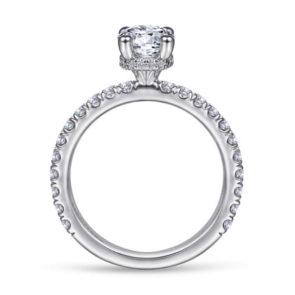 Alina - 14K White Gold Hidden Halo Oval Diamond Engagement Ring