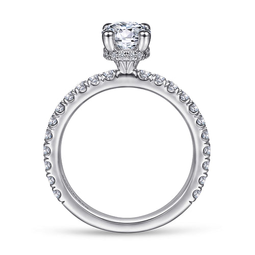 Alina - 14K White Gold Hidden Halo Oval Diamond Engagement Ring - 0.51 ct - Shot 2
