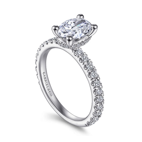 Alina - 14K White Gold Hidden Halo Oval Diamond Engagement Ring - 0.51 ct - Shot 3