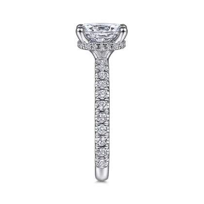 Alina - 14K White Gold Hidden Halo Oval Diamond Engagement Ring