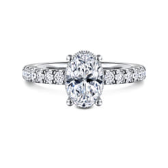 Alina - 14K White Gold Hidden Halo Oval Diamond Engagement Ring