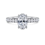 Alina - 14K White Gold Hidden Halo Oval Diamond Engagement Ring