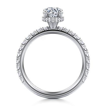 Alina - 14K White Gold Hidden Halo Oval Diamond Engagement Ring