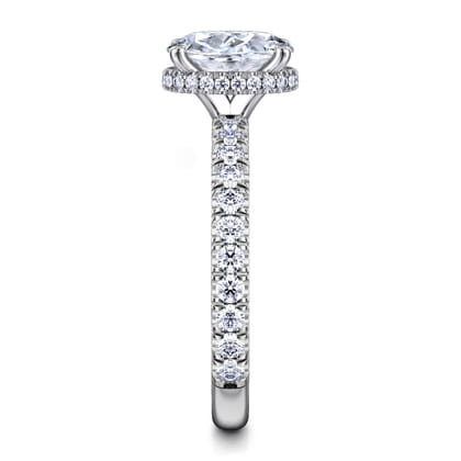 Alina - 14K White Gold Hidden Halo Oval Diamond Engagement Ring