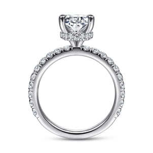 Alina - 14K White Gold Hidden Halo Oval Diamond Engagement Ring