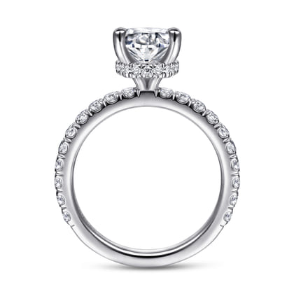Alina - 14K White Gold Hidden Halo Oval Diamond Engagement Ring