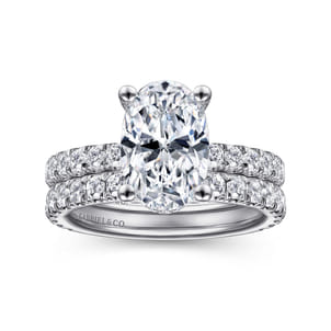 Alina - 14K White Gold Hidden Halo Oval Diamond Engagement Ring