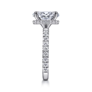 Alina - 14K White Gold Hidden Halo Oval Diamond Engagement Ring