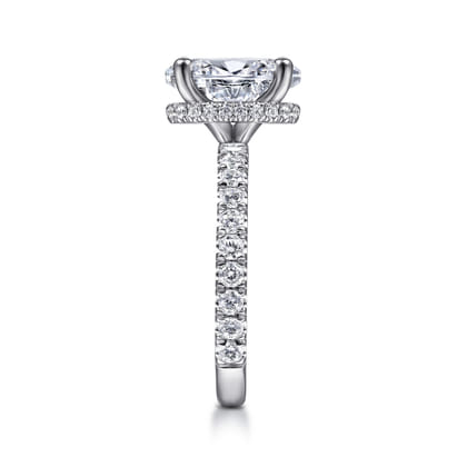 Alina - 14K White Gold Hidden Halo Oval Diamond Engagement Ring