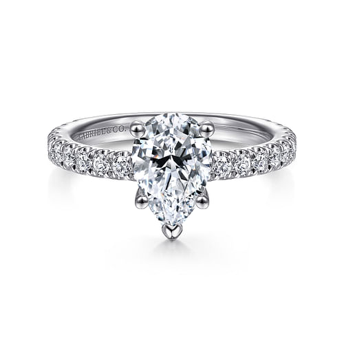 Paige - 14k White Gold 0.75 Carat Pear Shape Halo Natural Diamond  Engagement Ring @ $2175