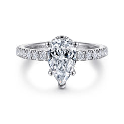 Alina - 14K White Gold Hidden Halo Pear Shape Diamond Engagement Ring