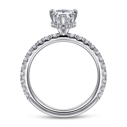 Alina - 14K White Gold Hidden Halo Pear Shape Diamond Engagement Ring
