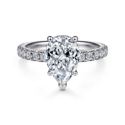 Alina - 14K White Gold Hidden Halo Pear Shape Diamond Engagement Ring