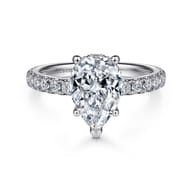 Alina - 14K White Gold Hidden Halo Pear Shape Diamond Engagement Ring