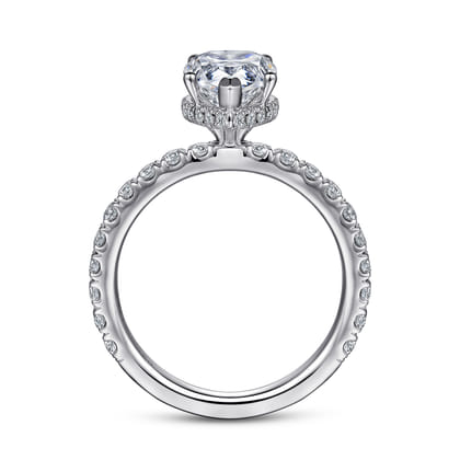 Alina - 14K White Gold Hidden Halo Pear Shape Diamond Engagement Ring