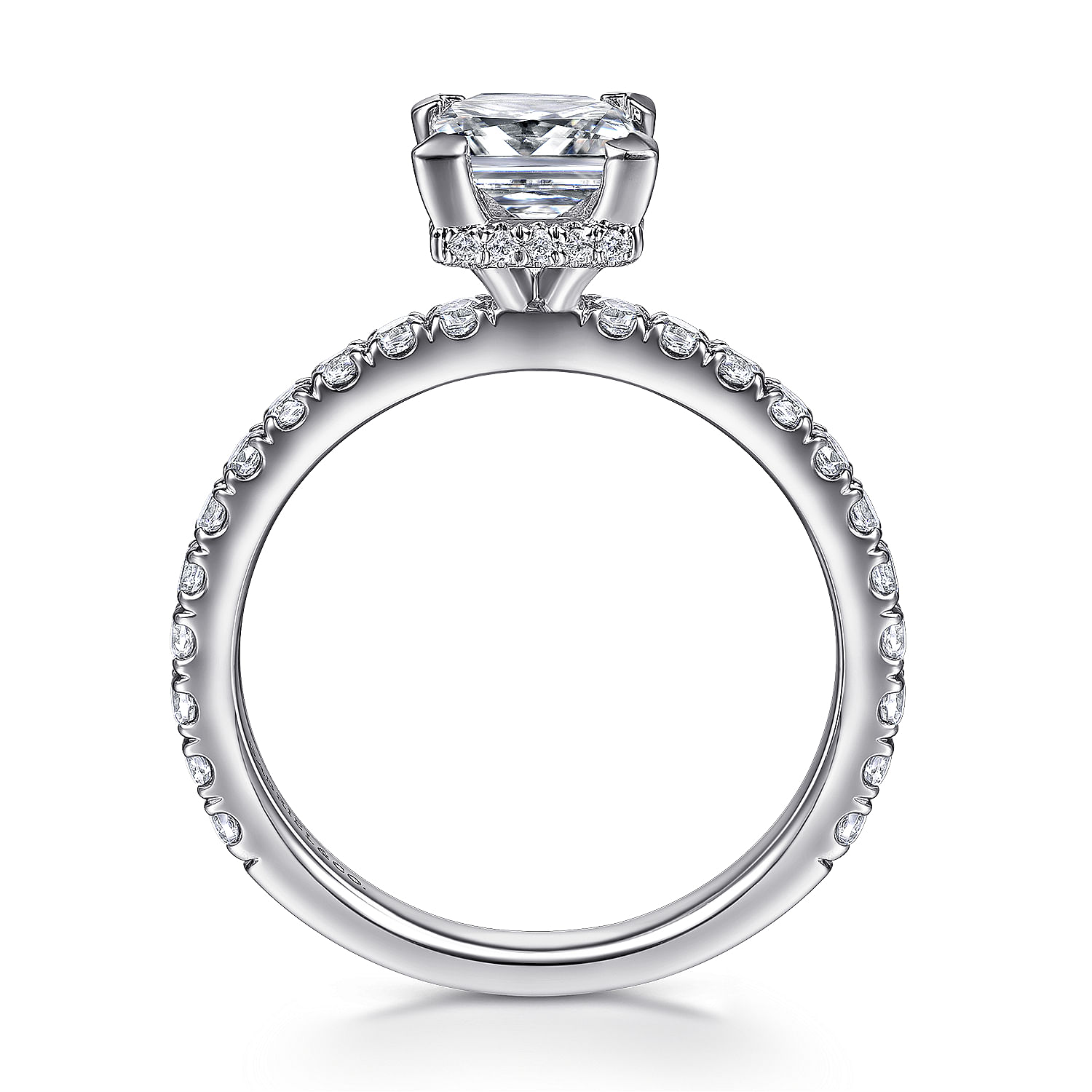 Alina - 14K White Gold Hidden Halo Princess Cut Diamond Engagement Ring - 0.51 ct - Shot 2