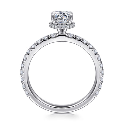 Alina - 14K White Gold Hidden Halo Round Diamond Engagement Ring
