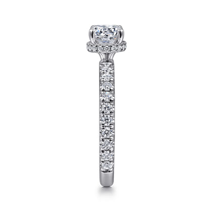 Alina - 14K White Gold Hidden Halo Round Diamond Engagement Ring