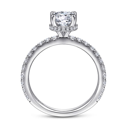 Alina - 14K White Gold Hidden Halo Round Diamond Engagement Ring