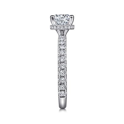 Alina - 14K White Gold Hidden Halo Round Diamond Engagement Ring