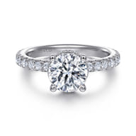 Alina - 14K White Gold Hidden Halo Round Diamond Engagement Ring