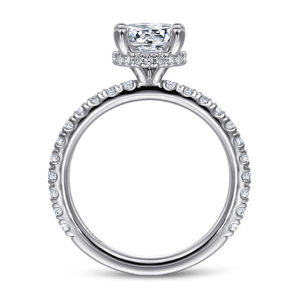 Alina - 14K White Gold Hidden Halo Round Diamond Engagement Ring