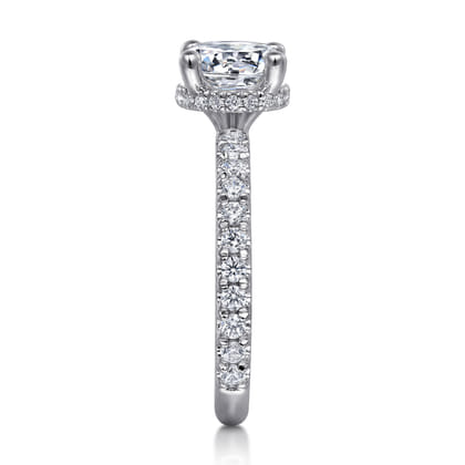 Alina - 14K White Gold Hidden Halo Round Diamond Engagement Ring