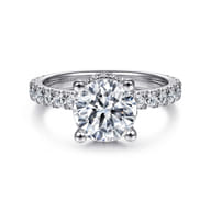 Alina - 14K White Gold Hidden Halo Round Diamond Engagement Ring