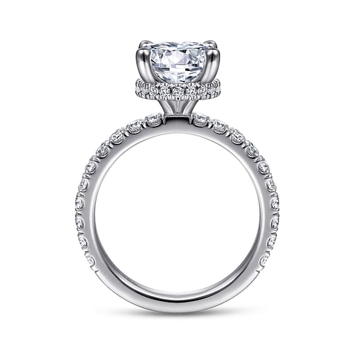 Alina - 14K White Gold Hidden Halo Round Diamond Engagement Ring - 0.68 ct - Shot 2