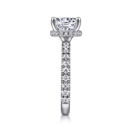 Alina - 14K White Gold Hidden Halo Round Diamond Engagement Ring