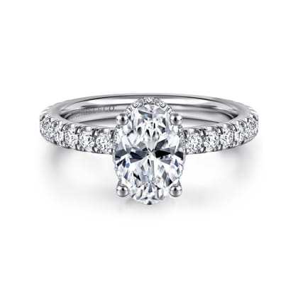Alina - 14K White Gold Oval Diamond Engagement Ring