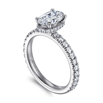 Alina - 14K White Gold Oval Diamond Engagement Ring