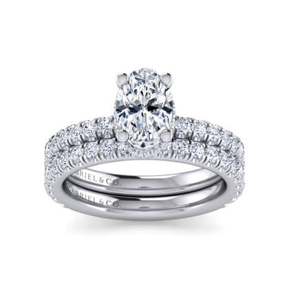 Alina - 14K White Gold Oval Diamond Engagement Ring