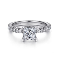 Alina - 14K White Gold Princess Hidden Halo Diamond Engagement Ring